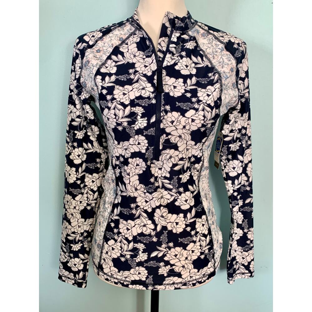 NWT J. Crew Long-sleeve Rash Guard in Mixed Magnolia Floral Size Medium - Picture 3 of 12